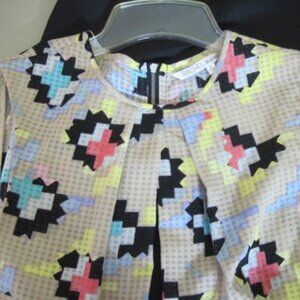 RACHAEL ROY Women's Sleeveless Dress Size 2-Black Multi Colors-Pullover W/Zipper